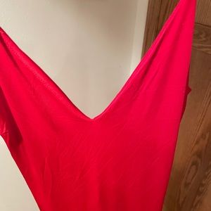 Red long slip dress
